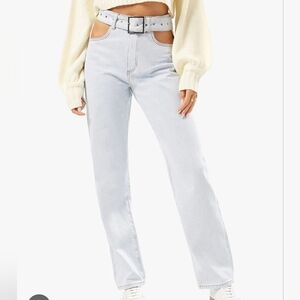 NWT WeWoreWhat Light Blue Cutout Straight Jeans